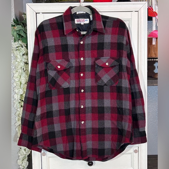 Squaw Valley Other - Wool Flannel Vintage Size Large Plaid Red and Black Fall Autumn Winter